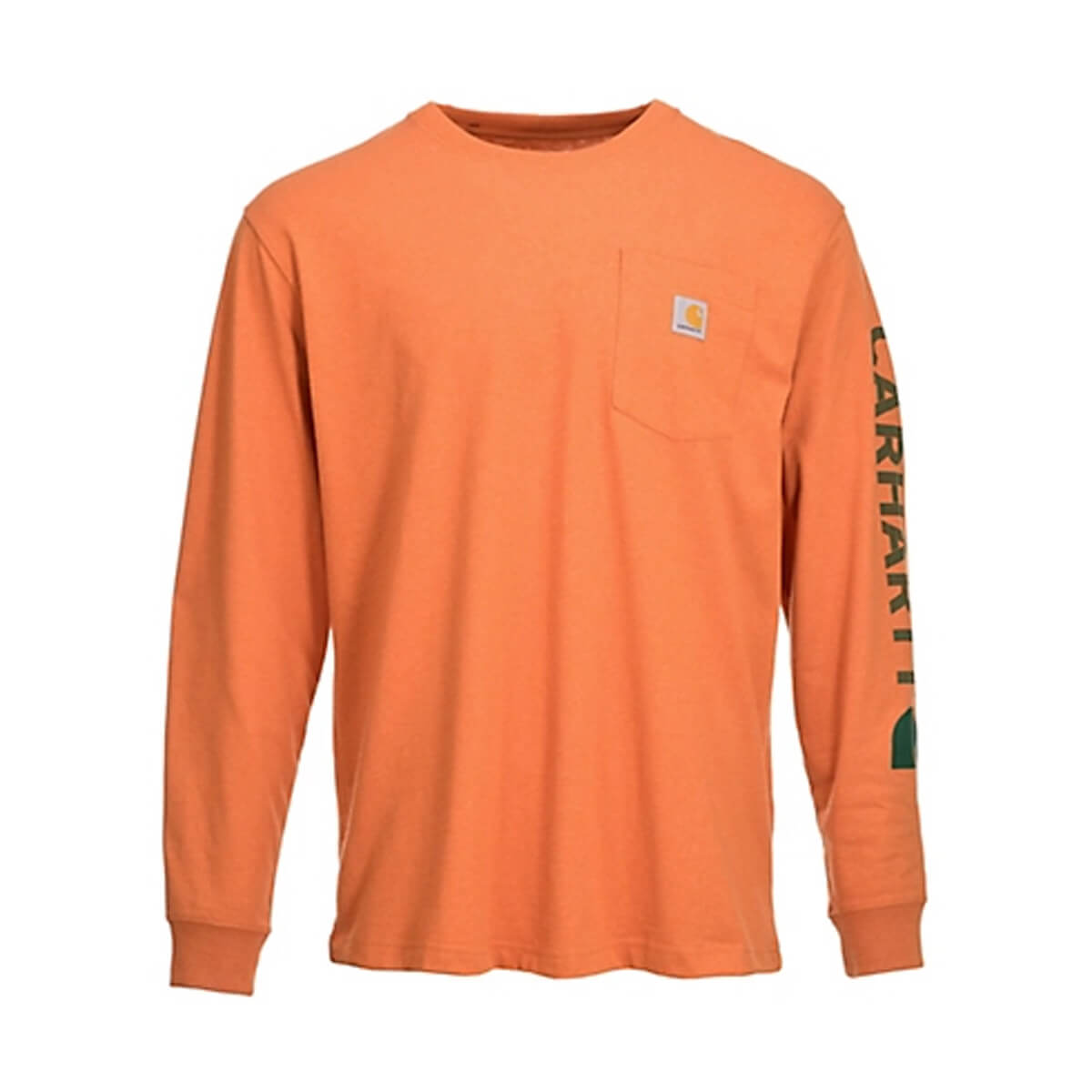 Carhartt Loose Fit Heavyweight Long-Sleeve Pocket Logo Graphic T-Shirt - Marmalade Heather