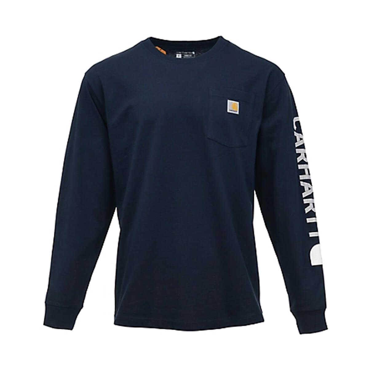 Carhartt Loose Fit Heavyweight Long-Sleeve Pocket Logo Graphic T-Shirt - New Navy