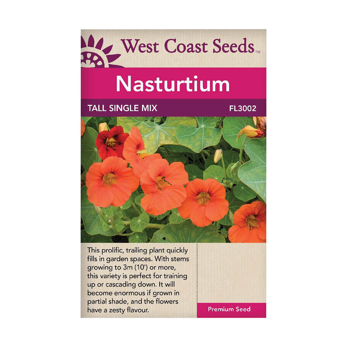 Tall Single Mix Nasturtium Seeds - approx. 75 seeds