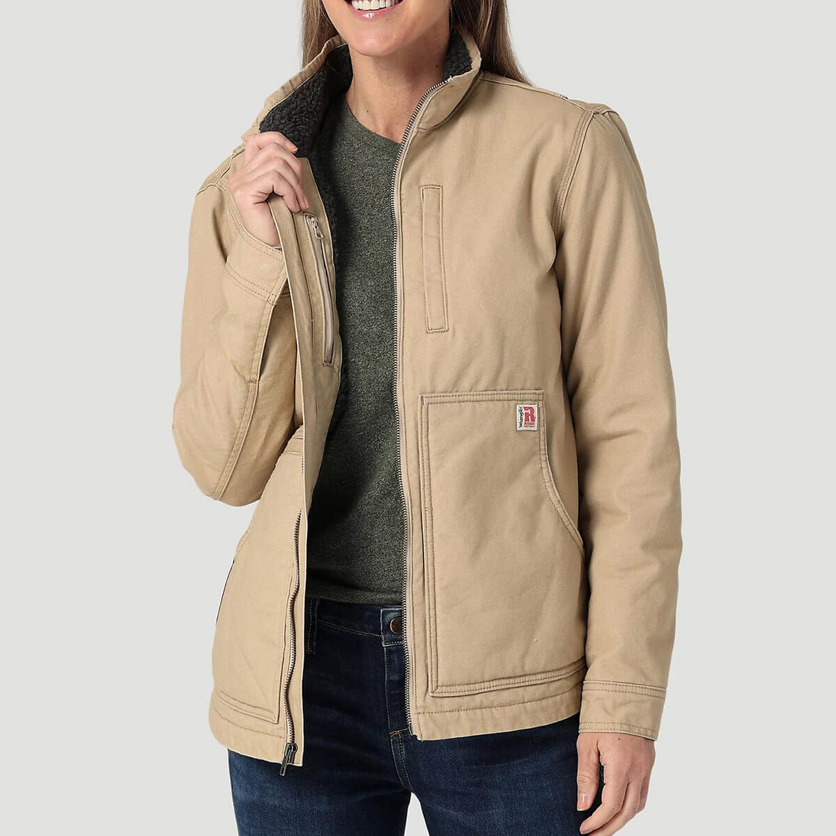 Womens Riggs Tough Layers Sherpa Lined Canvas Jacket - Golden Khaki