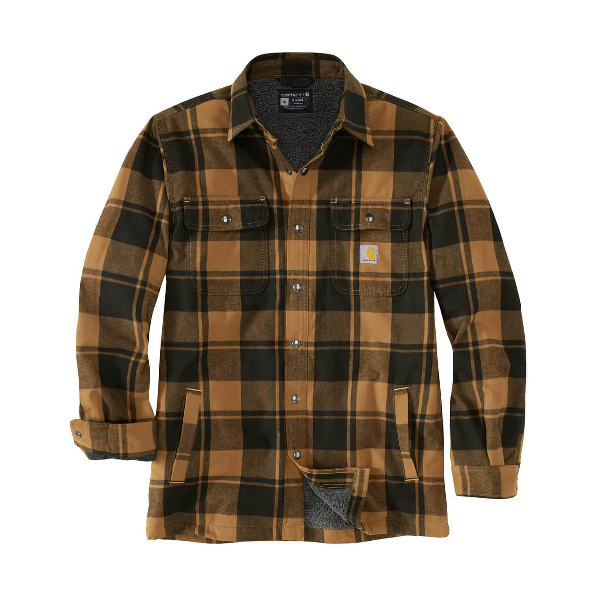 Carhartt Relaxed Fit Flannel Sherpa-Lined Shirt Jac - Bordeaux Heather