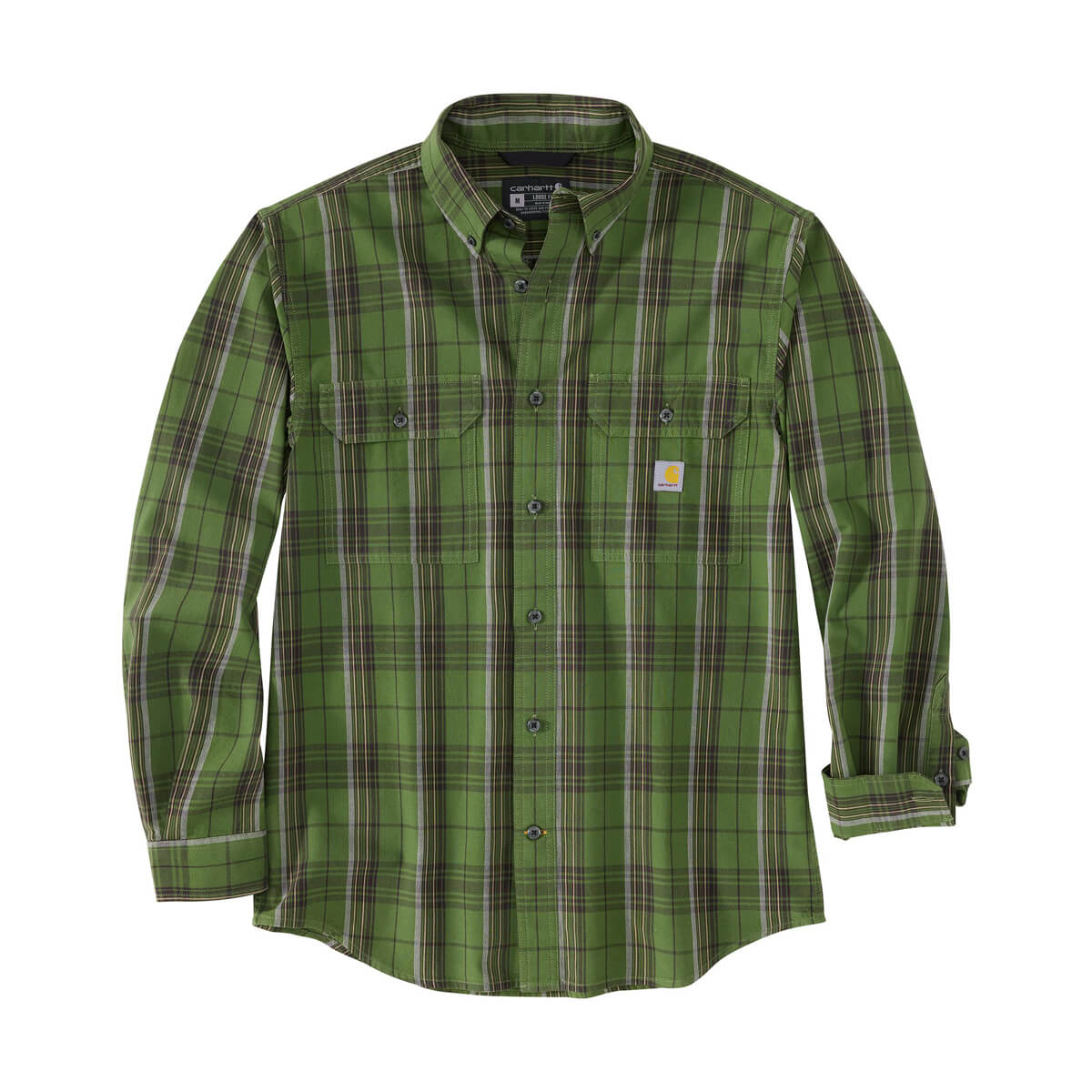 Carhartt Loose Fit Midweight Chambray Long-Sleeve Plaid Shirt - Chive
