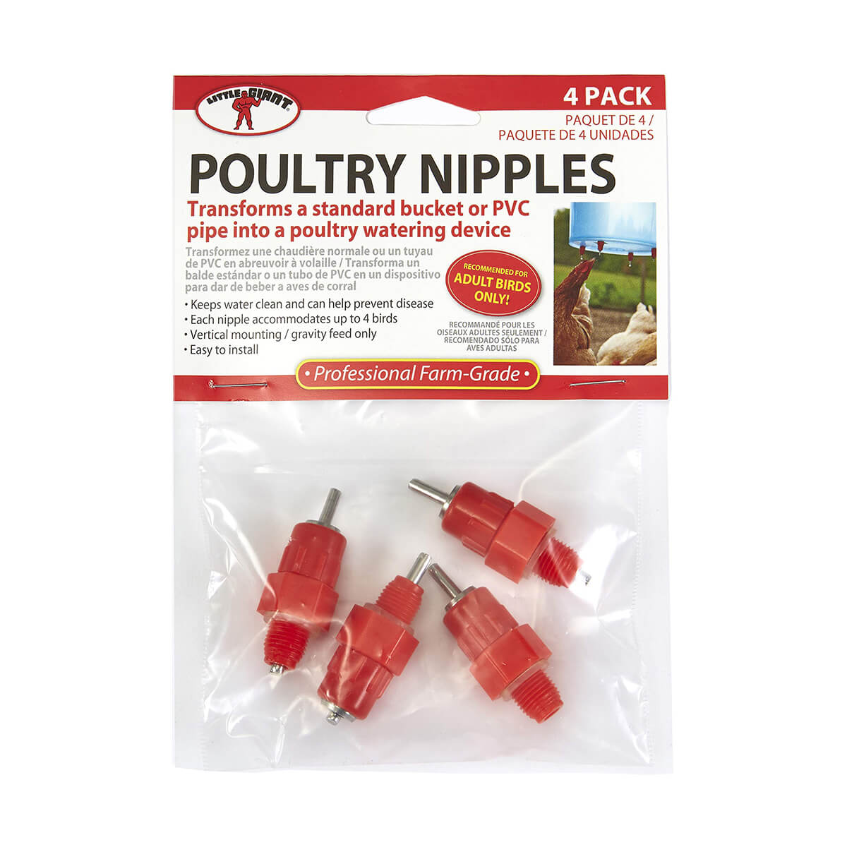 Poultry Waterer - Nipples - 4 Per Pack