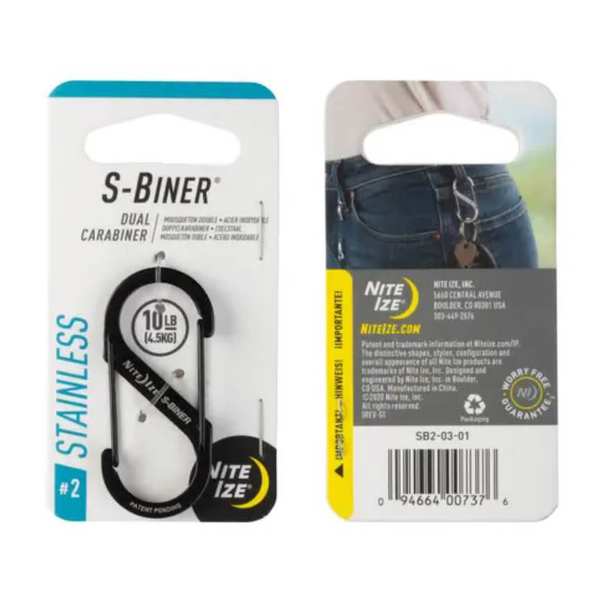 S-Biner® Stainless Steel Dual Carabiner #2 - Black