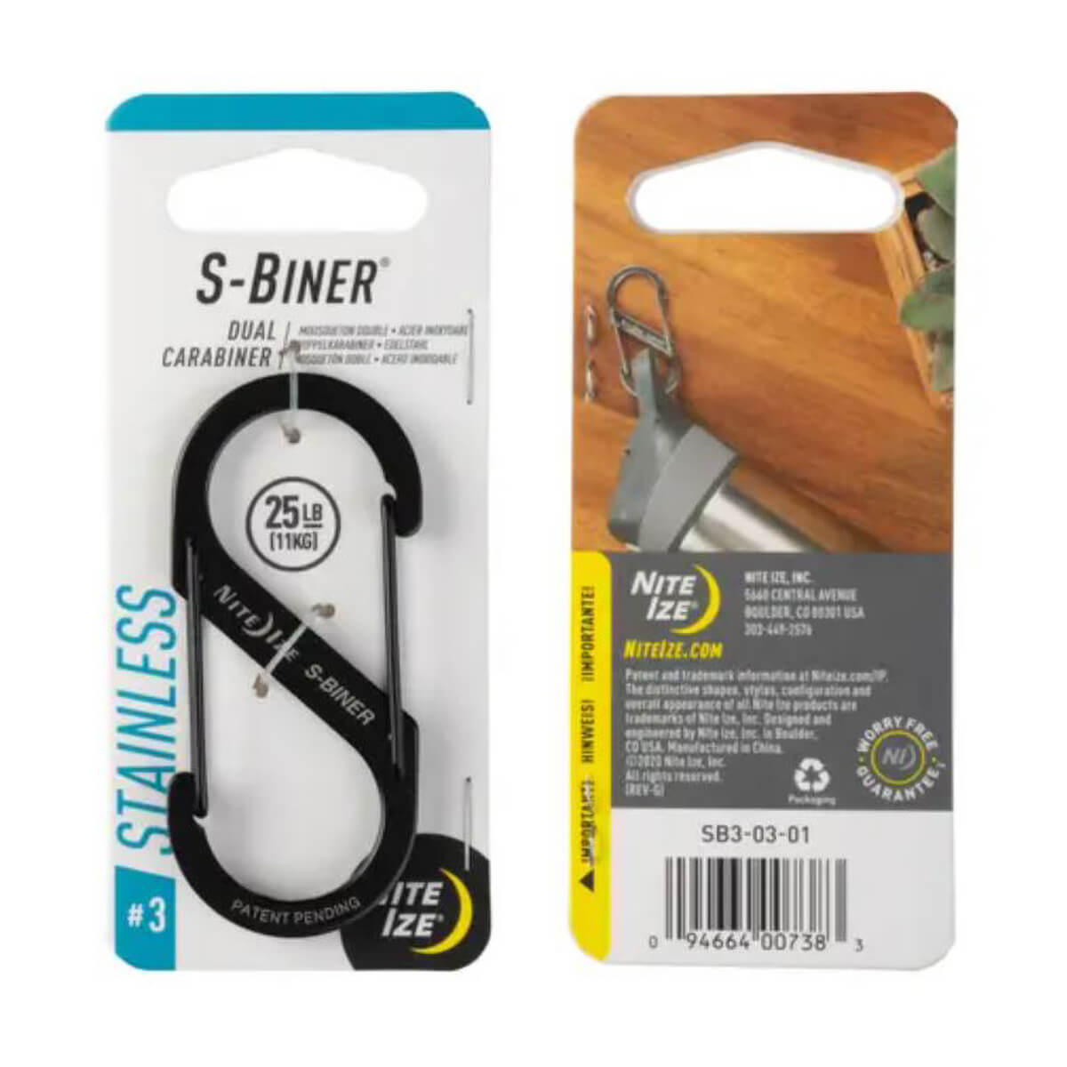 S-Biner® Stainless Steel Dual Carabiner #3 - Black