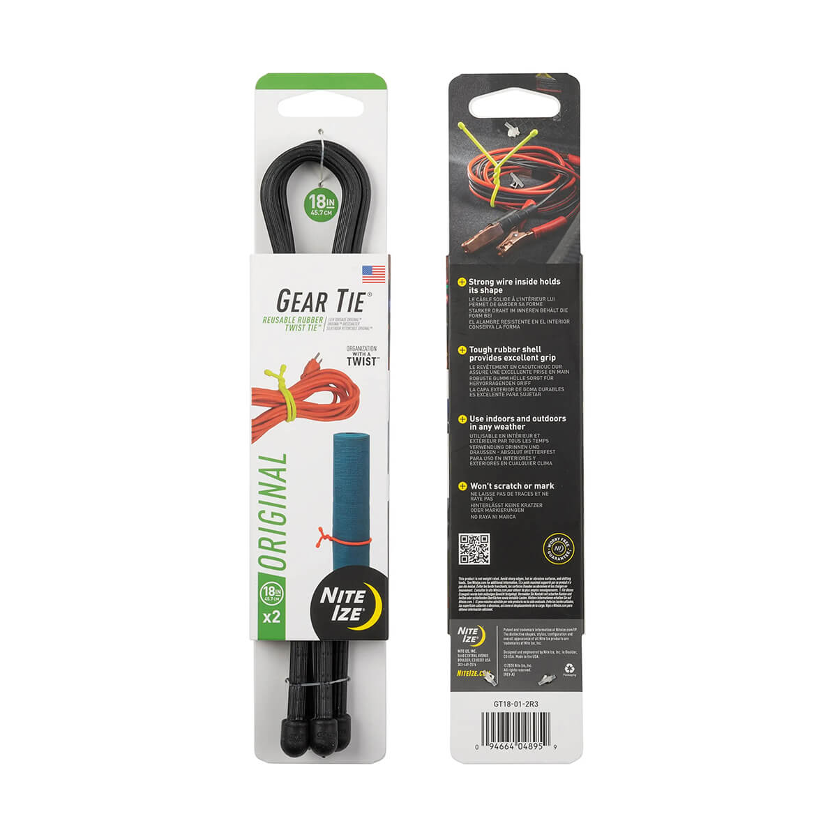 Gear Tie® Original Reusable Rubber Twist Tie™ - Black - 18-in