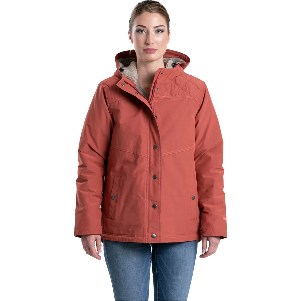 Berne Women's Softstone Micro-Duck Hooded Coat - Marsala