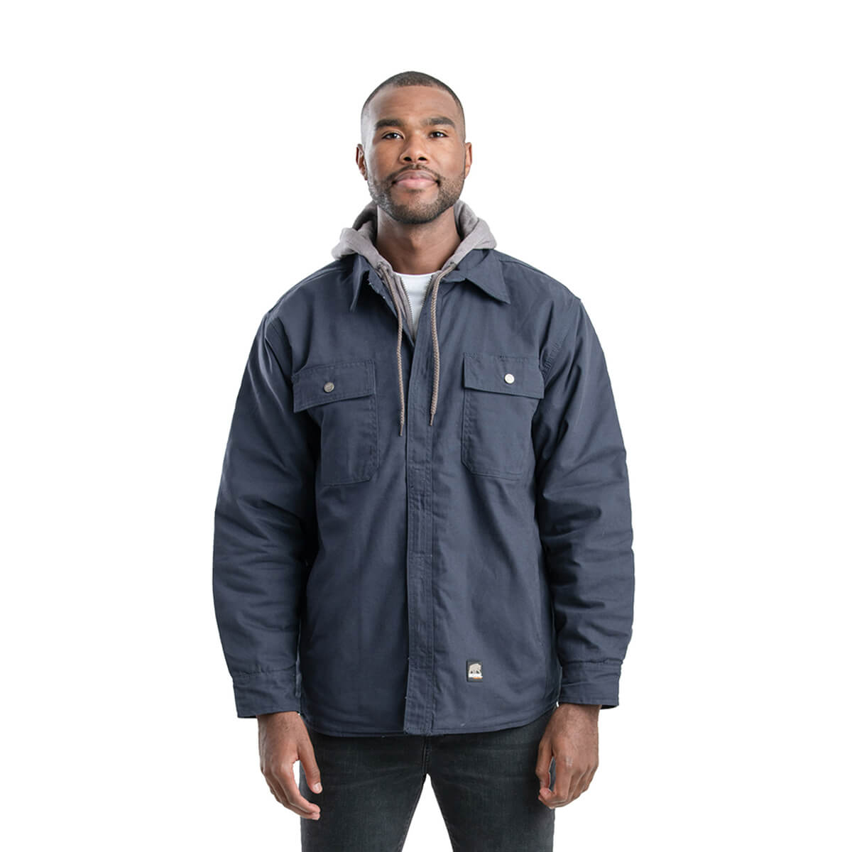 Berne Men's Throttle Hooded Shirt Jacket - Navy Blue