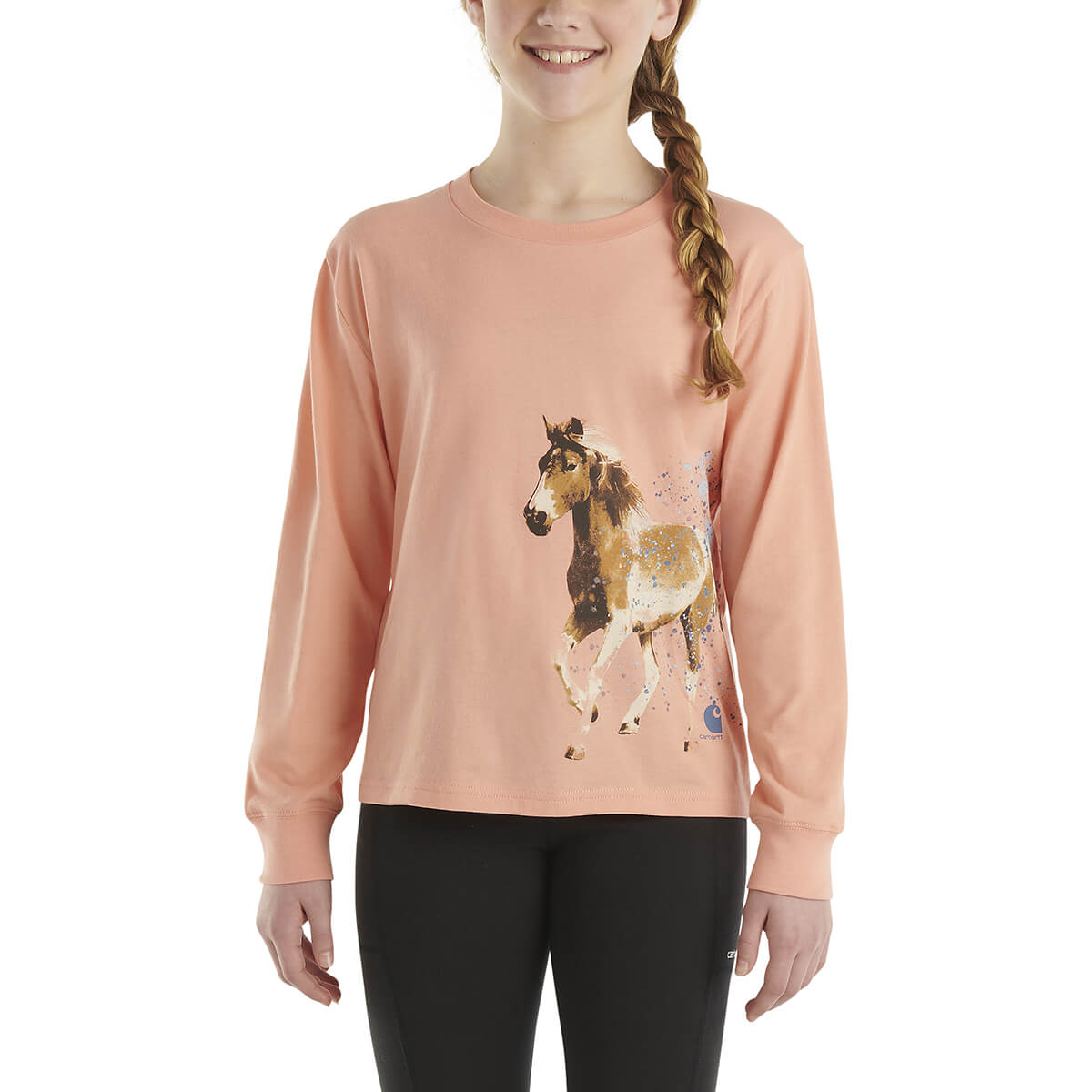 Carhartt Toddler's Long Sleeve Running Horse T-Shirt - Peach Amber