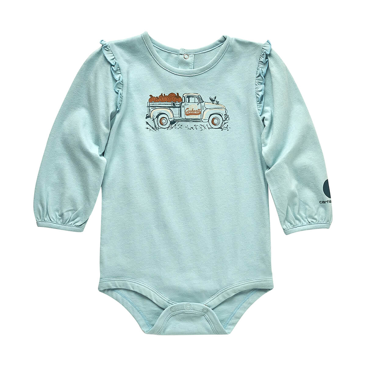 Carhartt Infant'sLong Sleeve Pumpkin Truck Bodysuit - Pastel Turquoise