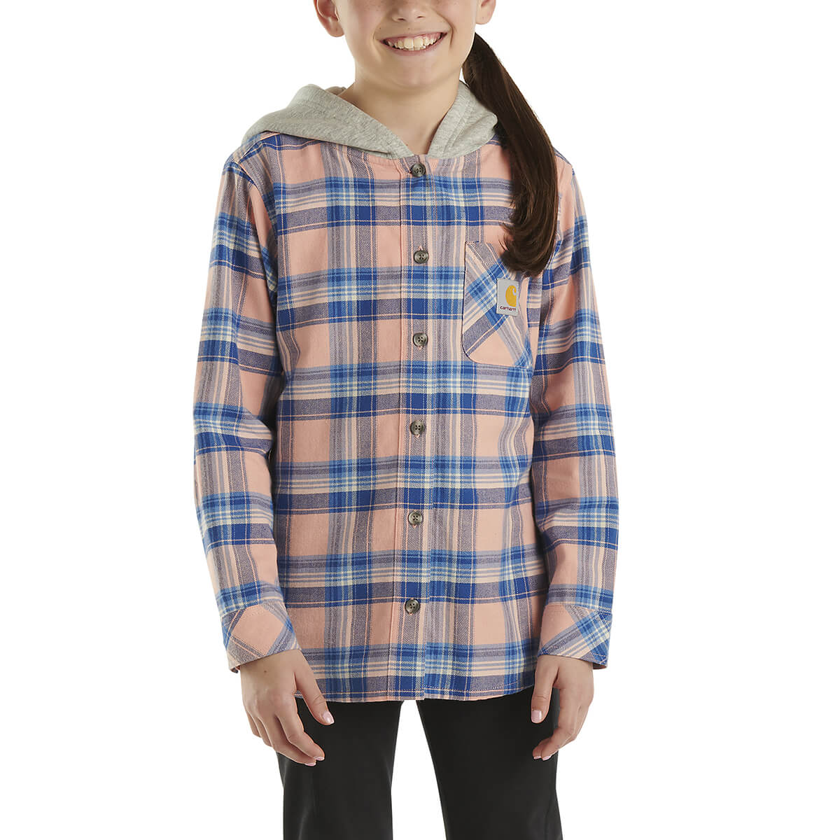 Carhartt Kid's Long Sleeve Pocket Flannel Shirt - Peach Amber