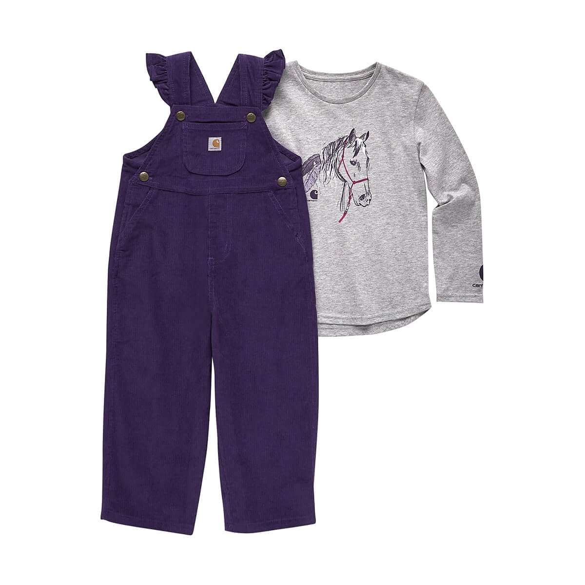 Carhartt Toddler's Long Sleeve T-Shirt & Corduroy Overall 2PC Set - Crown Jewel