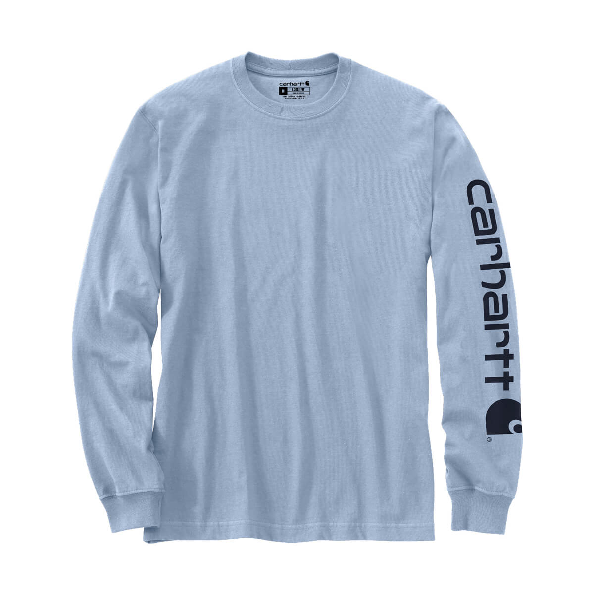 Carhartt Men's Loose Fit Heavyweight Long-Sleeve Logo Sleeve Graphic T-Shirt - Fog Blue