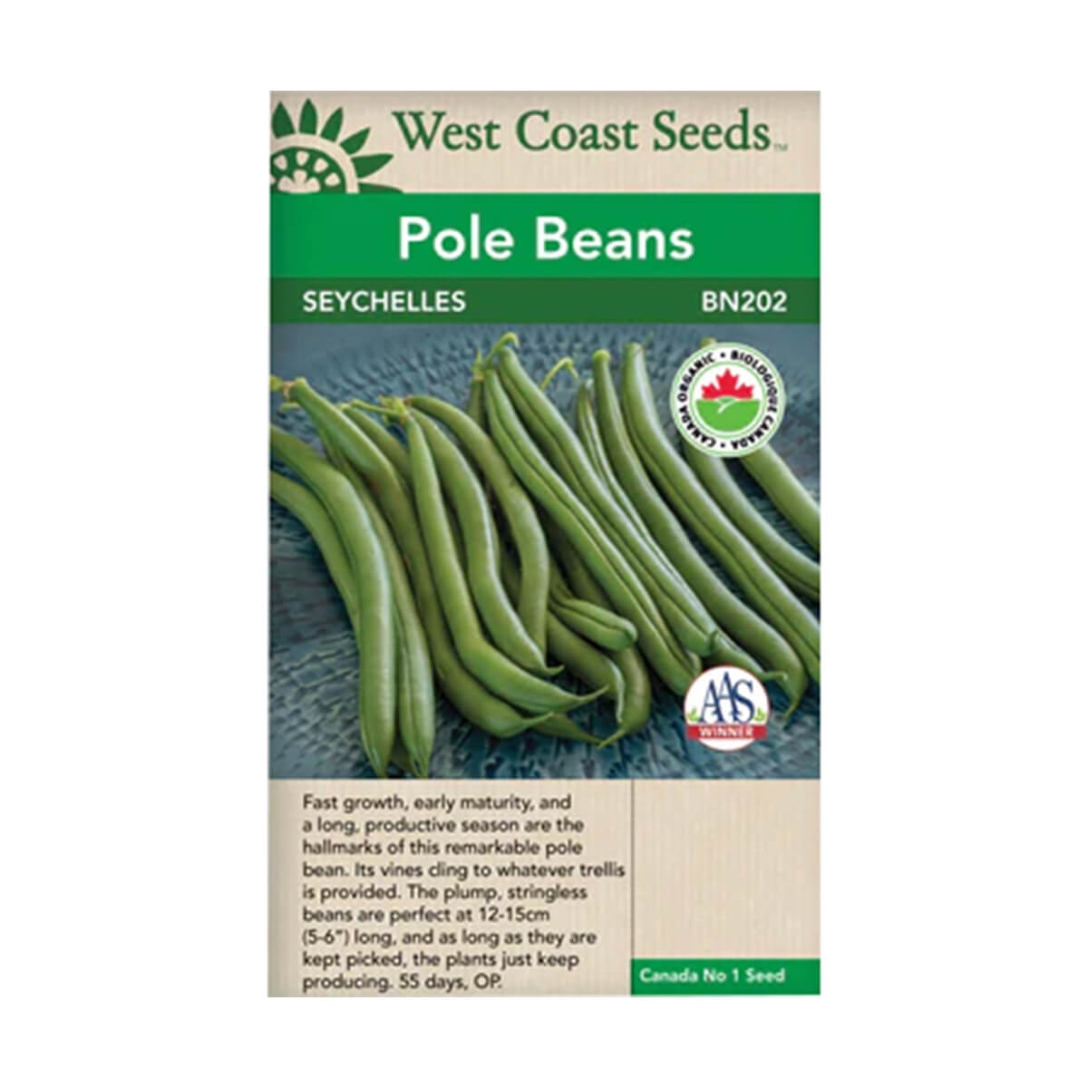 Seychelles Organic Pole Beans - approx. 67 seeds
