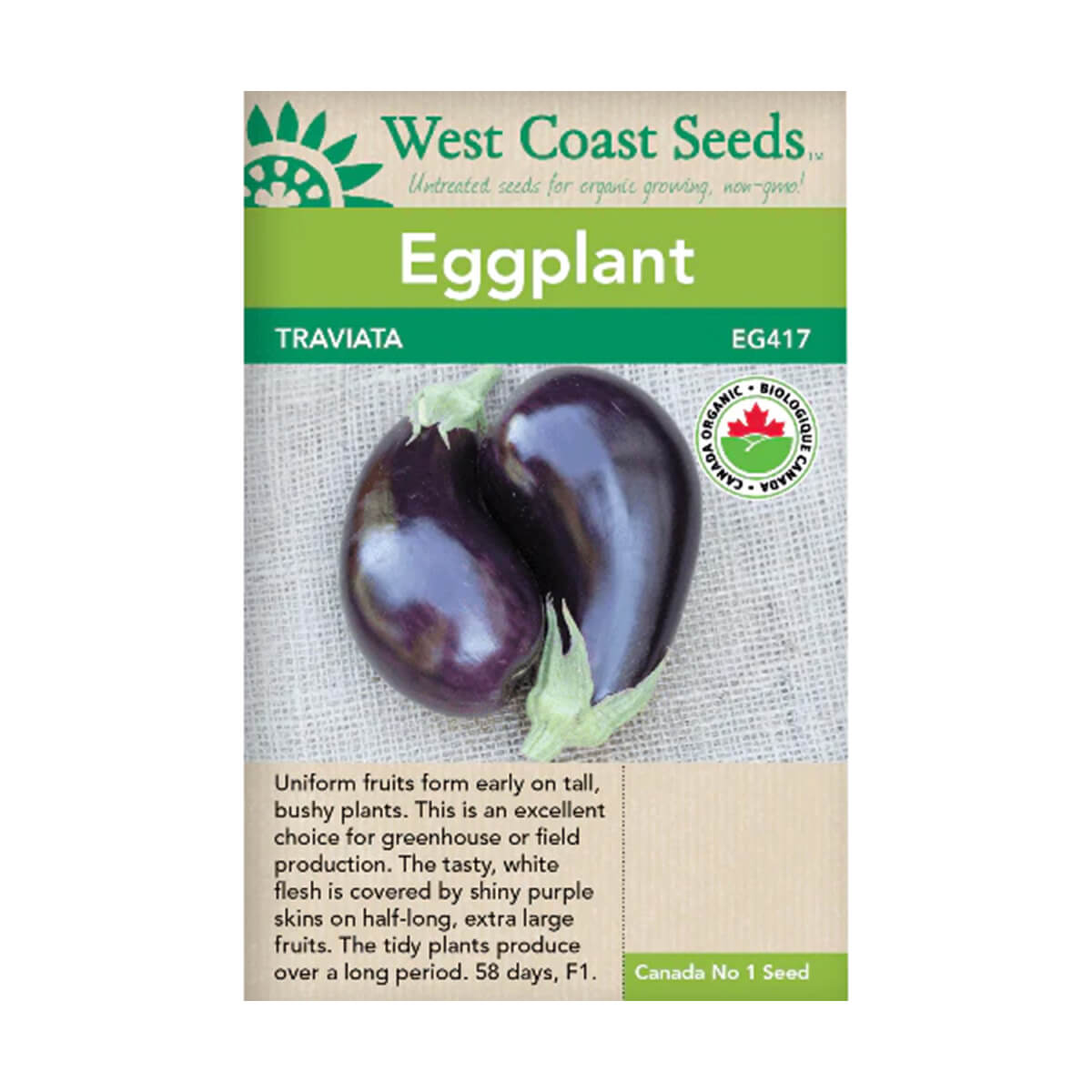 Traviata Organic Eggplant - approx. 10 seeds