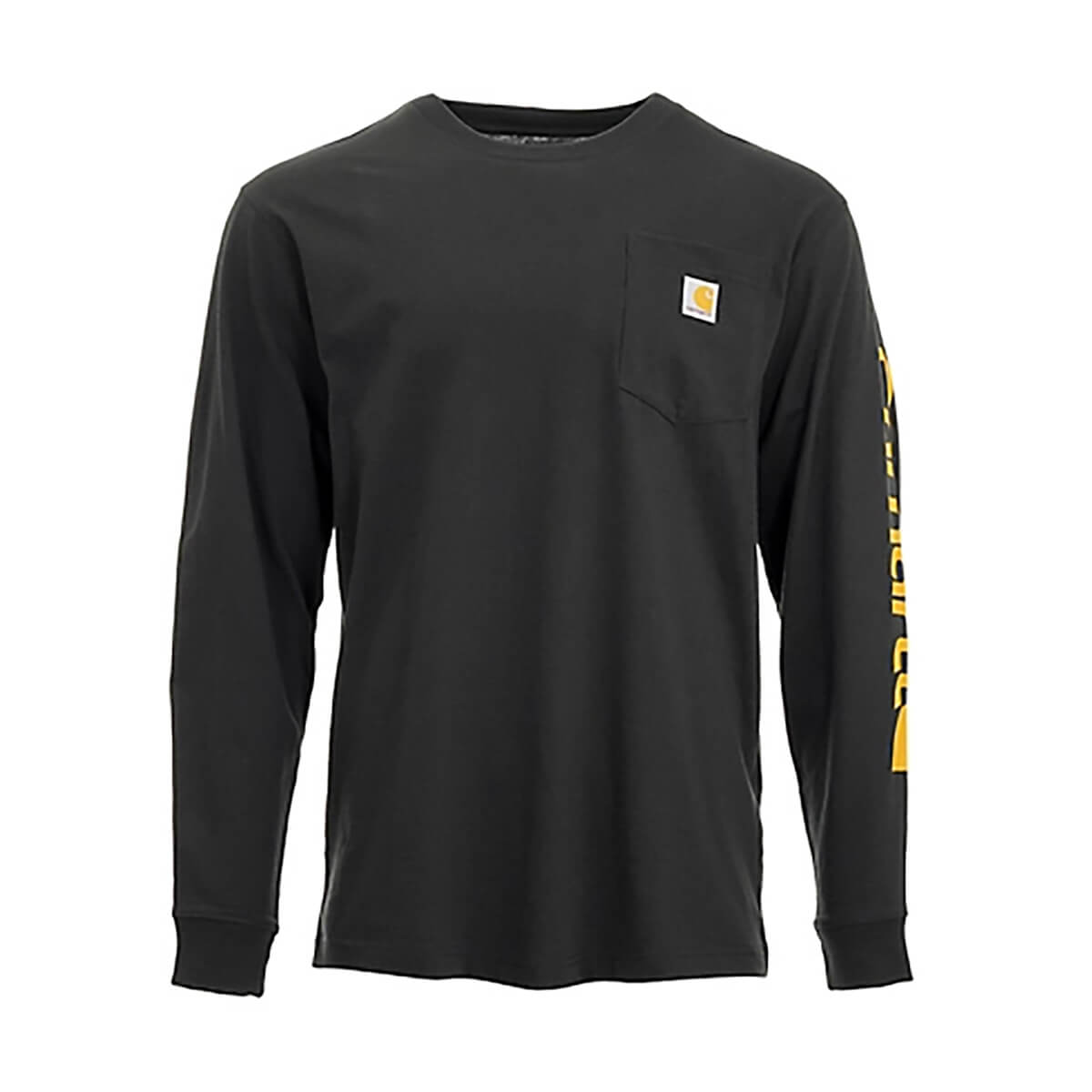 Carhartt Men's Loose Fit Heavyweight Logo Graphic Long-Sleeve Pocket T-Shirt - Black