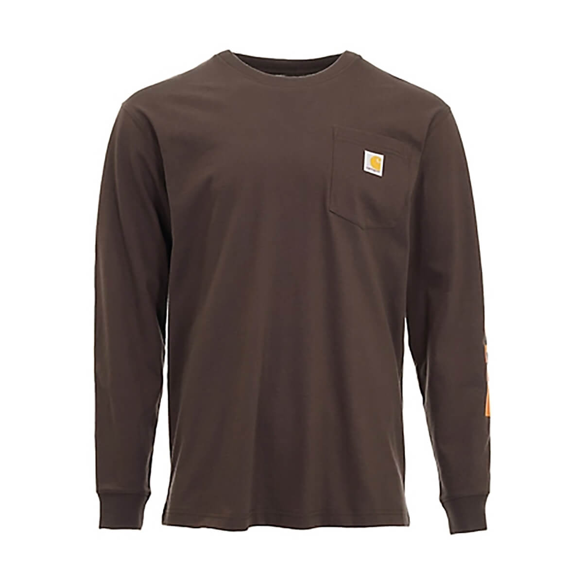 Carhartt Men's Loose Fit Heavyweight Logo Graphic Long-Sleeve Pocket T-Shirt - Brown