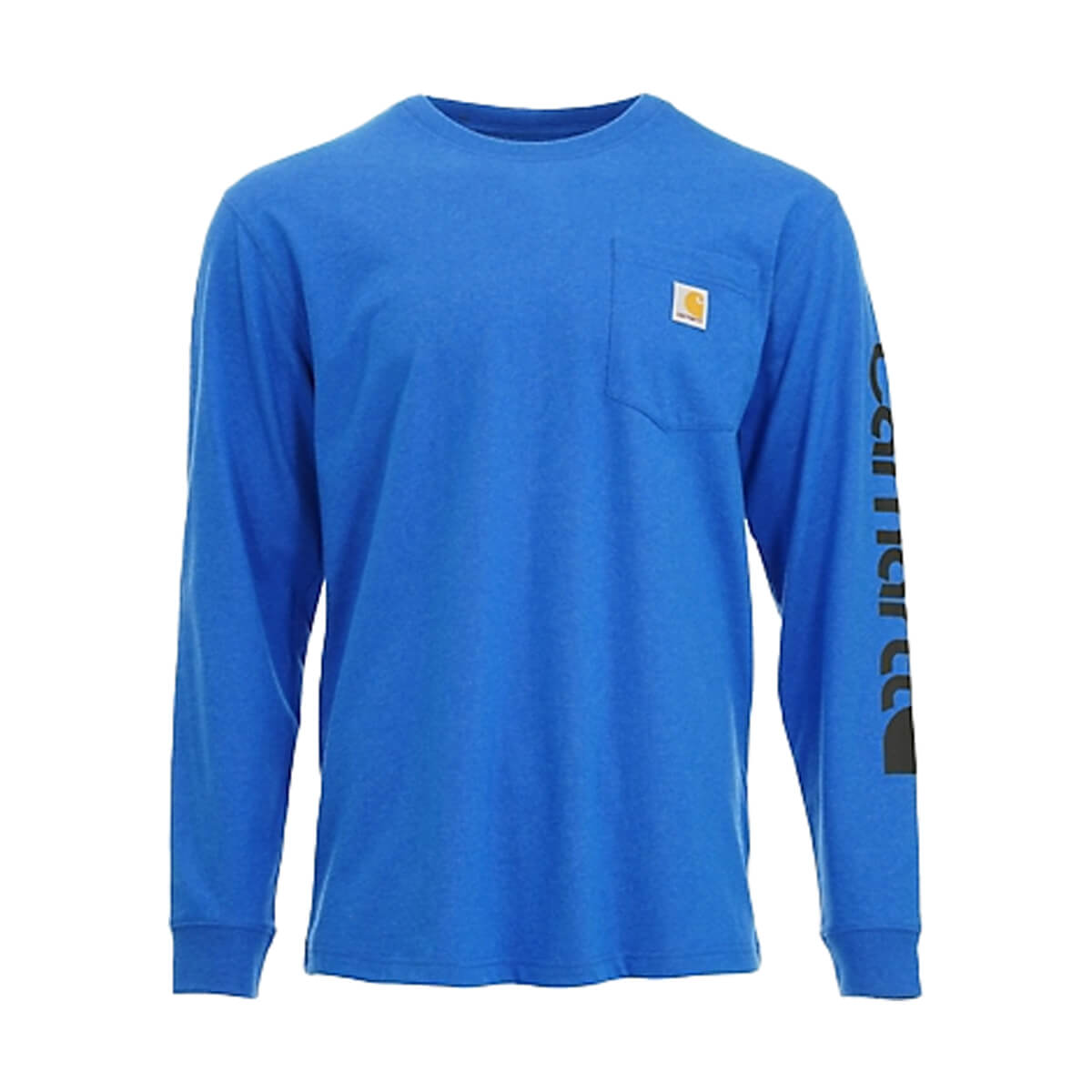 Carhartt Men's Loose Fit Heavyweight Logo Graphic Long-Sleeve Pocket T-Shirt - Beacon Blue Heather