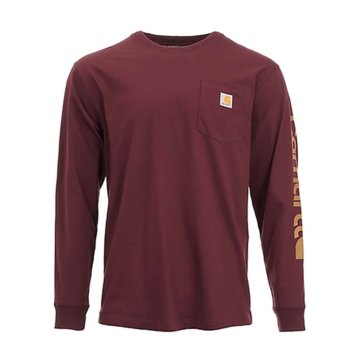 Carhartt Men's Loose Fit Heavyweight Logo Graphic Long-Sleeve Pocket T-Shirt - Port