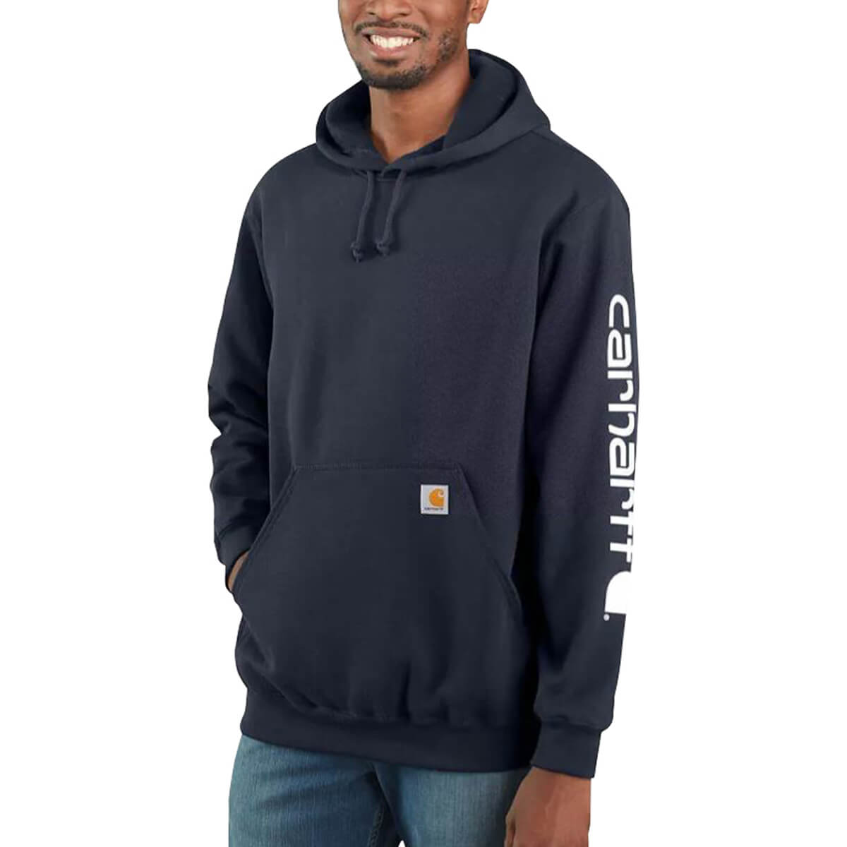 Carhartt Loose Fit Midweight Logo Sleeve Graphic Hoodie - New Navy