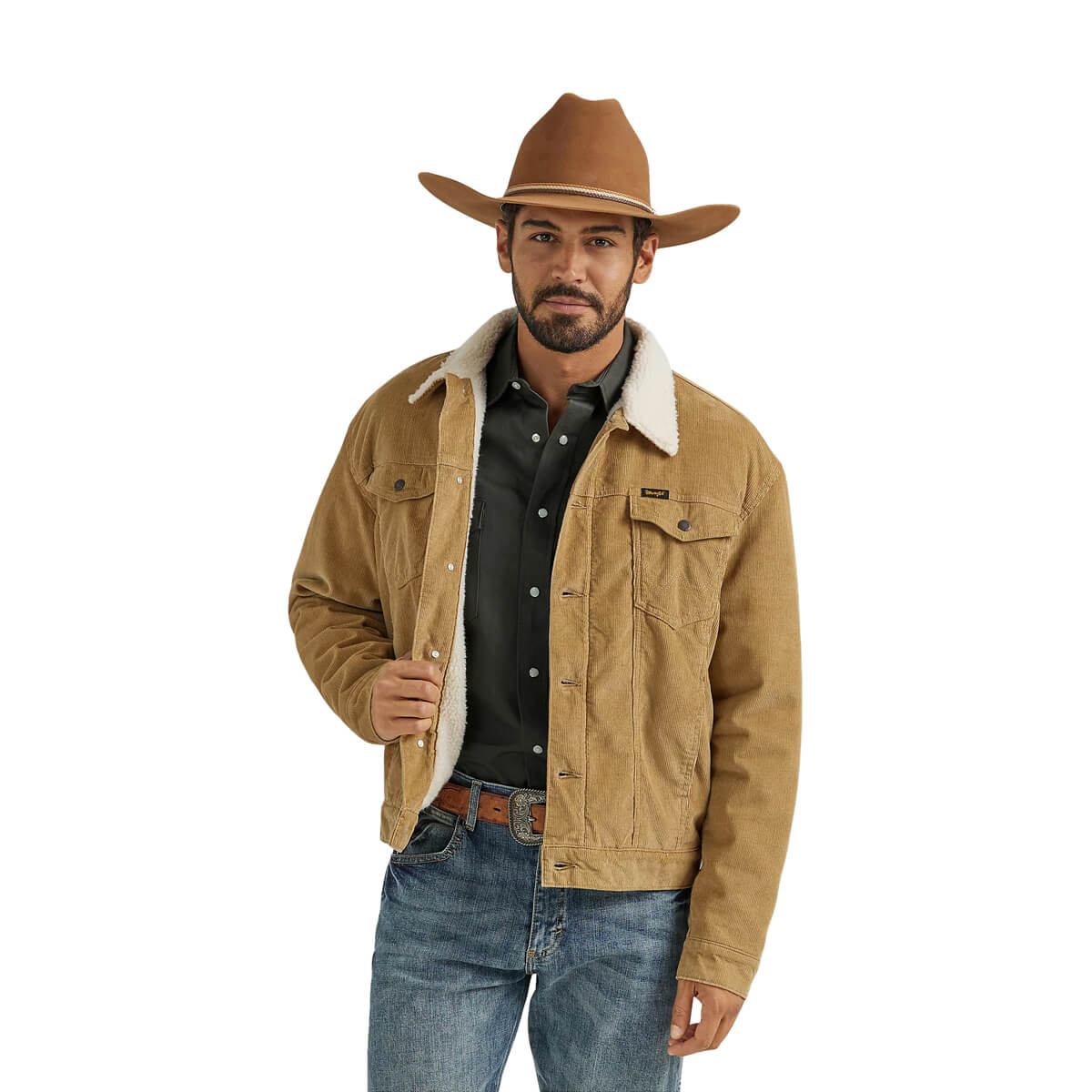 Wrangler Men's Cowboy Cut Sherpa Lined Corduroy Jacket - Wheat