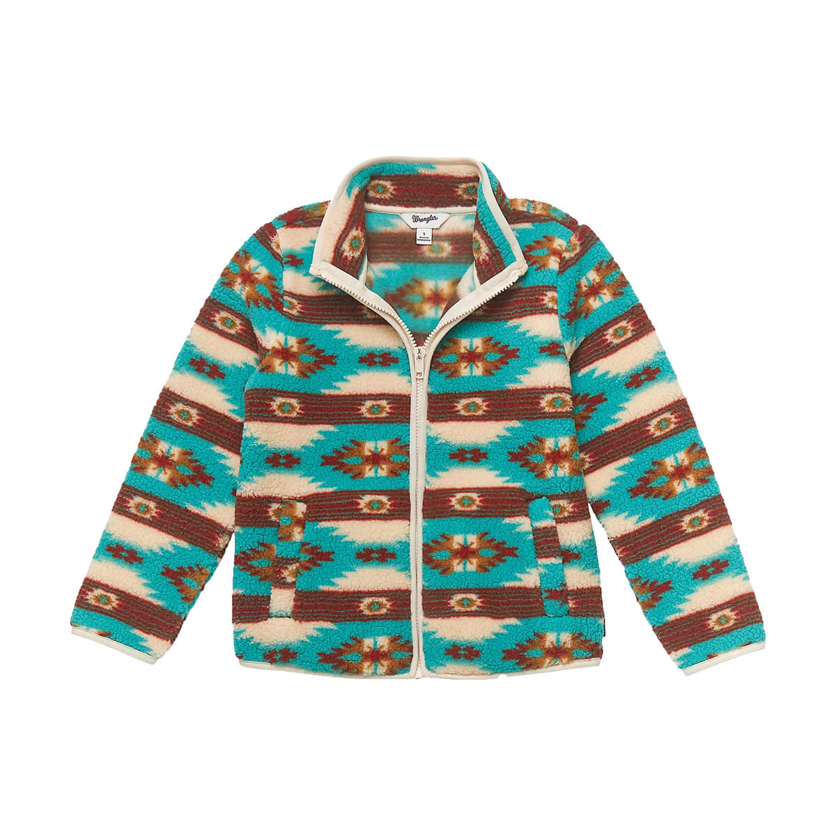 Wrangler Girl's Southwestern Sherpa Full Zip Jacket - Green Multi