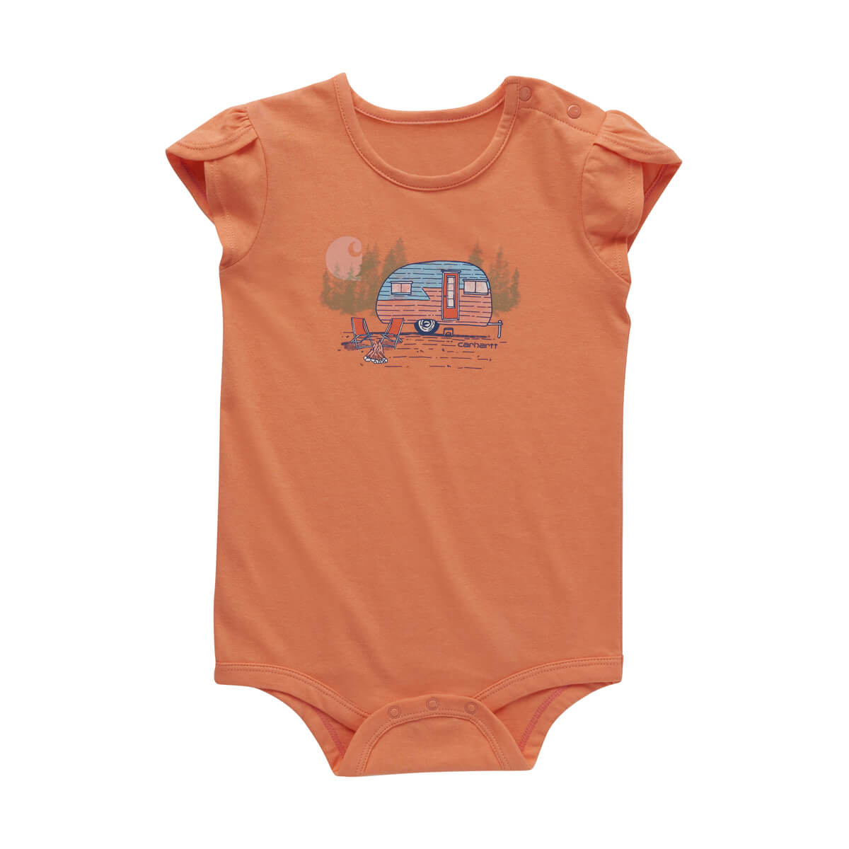 Carhartt Girl's Petal Sleeve Camper Bodysuit - Fresh Salmon