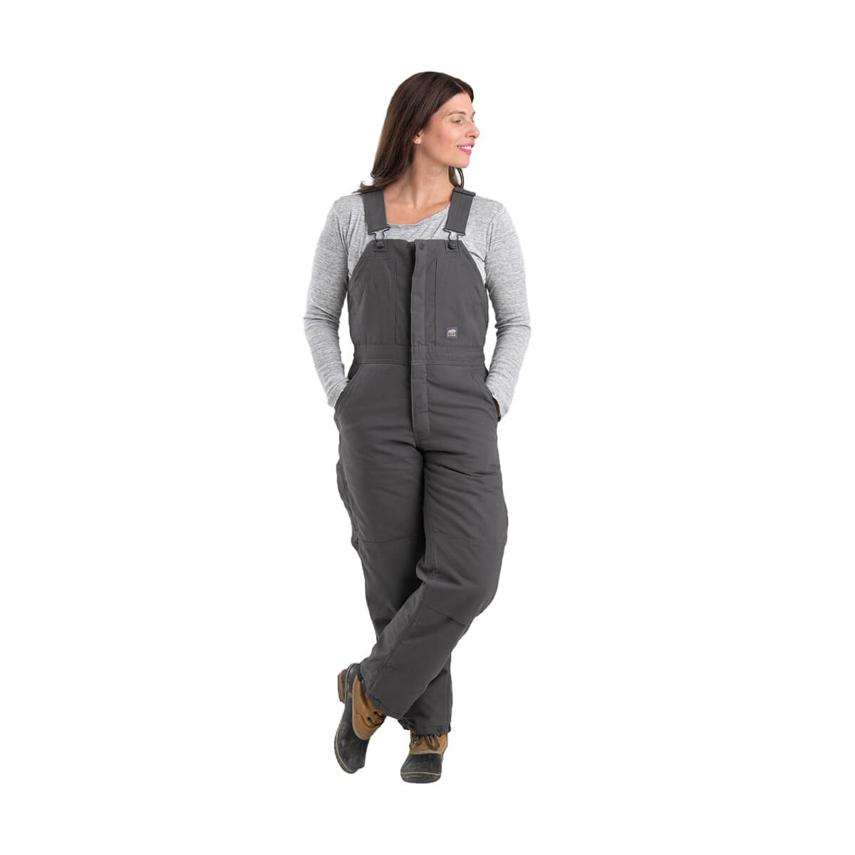 Berne Women's Softstone Duck Insulated Bib Overall - Titanium