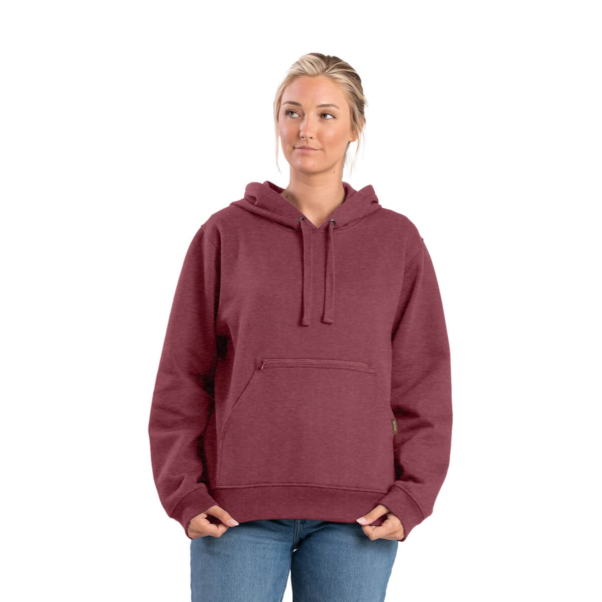 Berne Women's Heritage Zippered Pocket Hooded Pullover Sweatshirt - Sangria