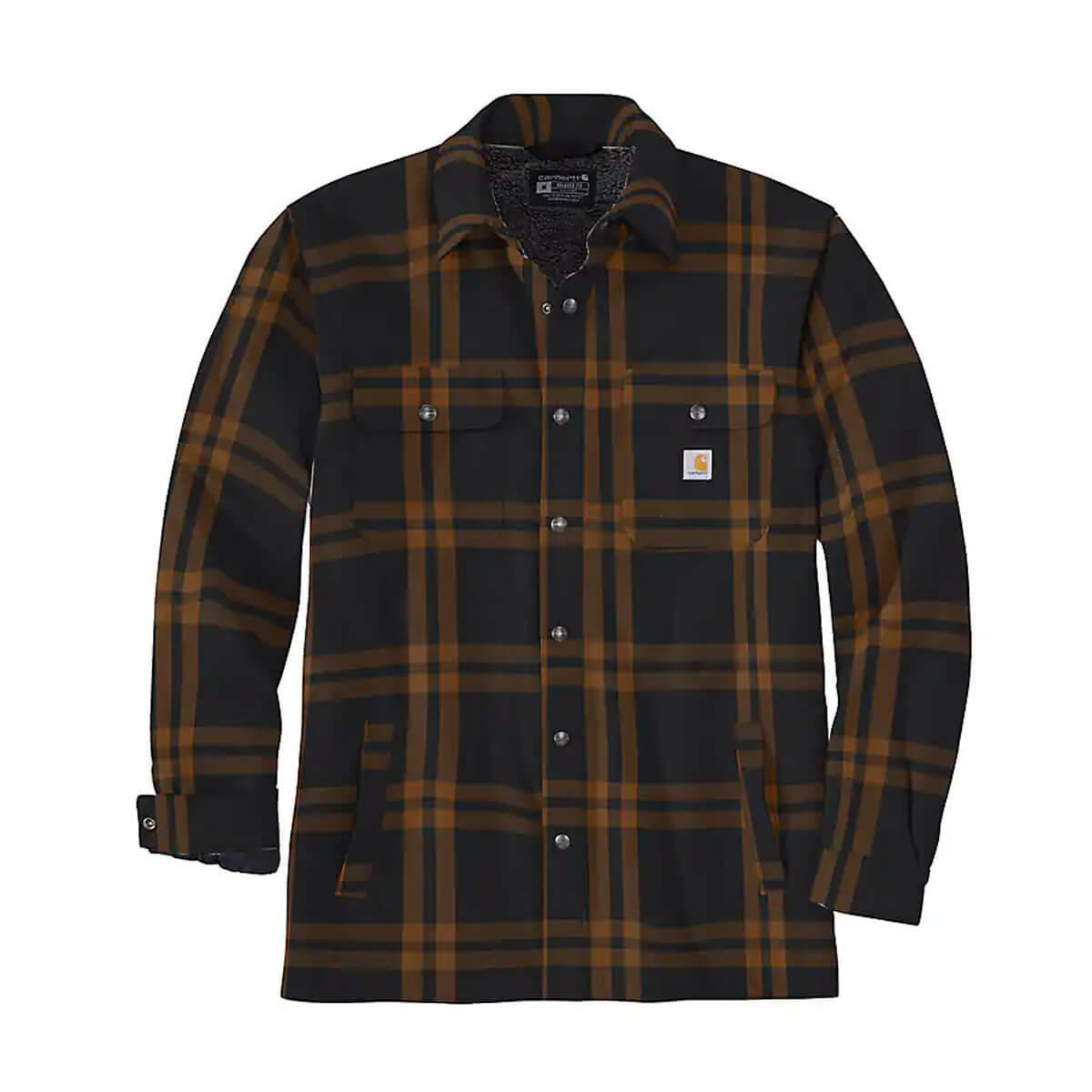 Carhartt Men's Relaxed Fit Flannel Sherpa-Lined Shirt Jac - Black