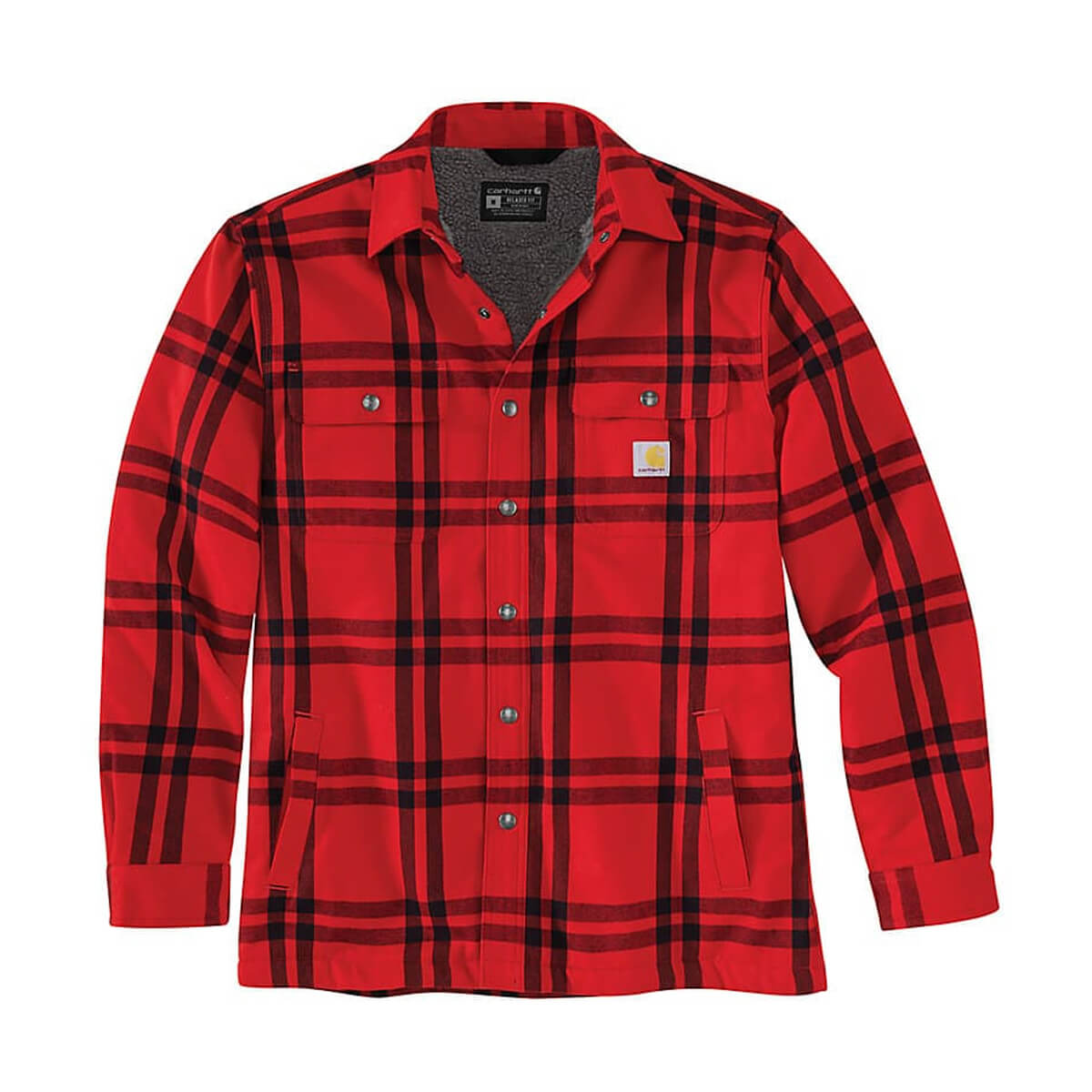 Carhartt Men's Relaxed Fit Flannel Sherpa-Lined Shirt Jac - Crabapple