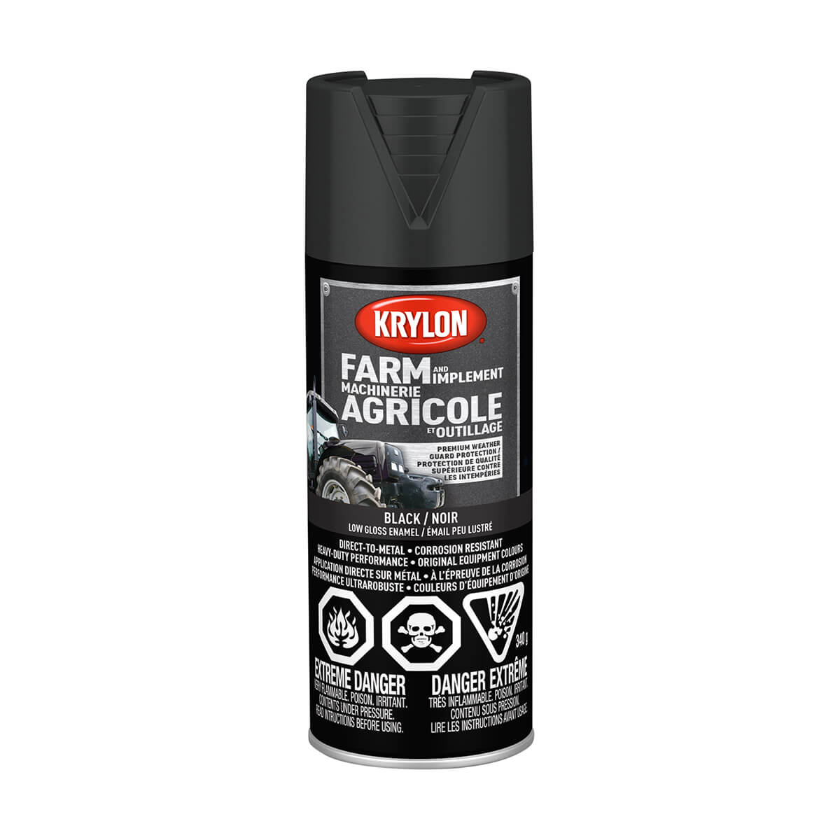 Krylon Farm and Implement Rust Spray Paint - Low Gloss Black - 340 g