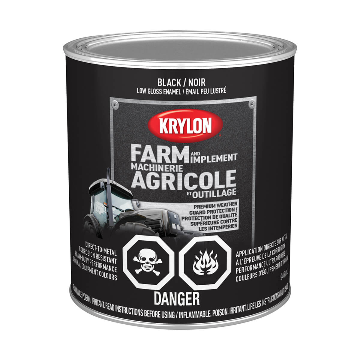 Krylon Farm and Implement Rust Paint - Low Gloss Black - 946 ml