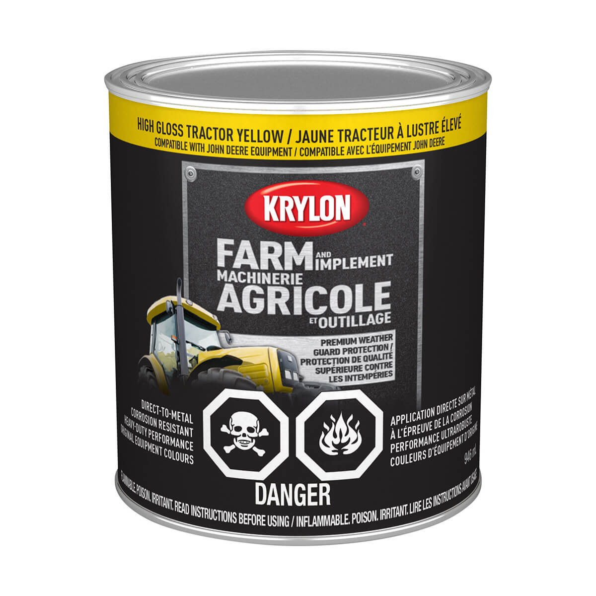 Krylon Farm and Implement Rust Paint - Gloss John Deere Yellow - 946 ml