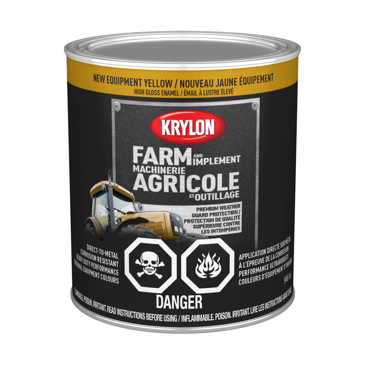 Krylon Farm and Implement Rust Paint - Gloss New Equipment Yellow - 946 ml