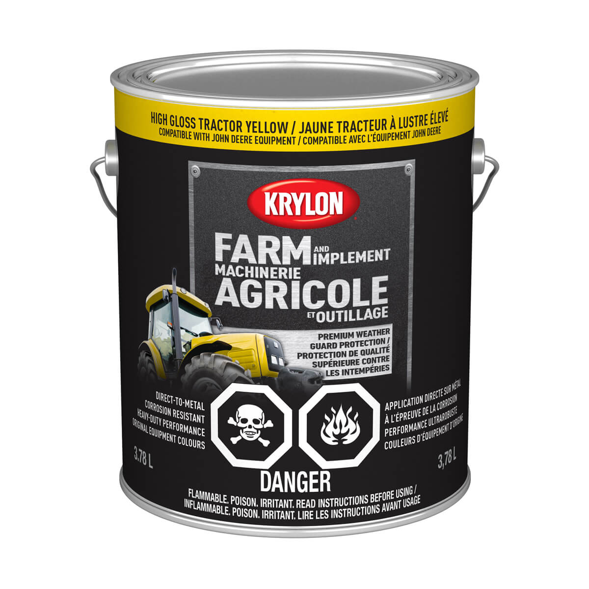 Krylon Farm and Implement Rust Paint - Gloss John Deere Yellow - 3.78 L