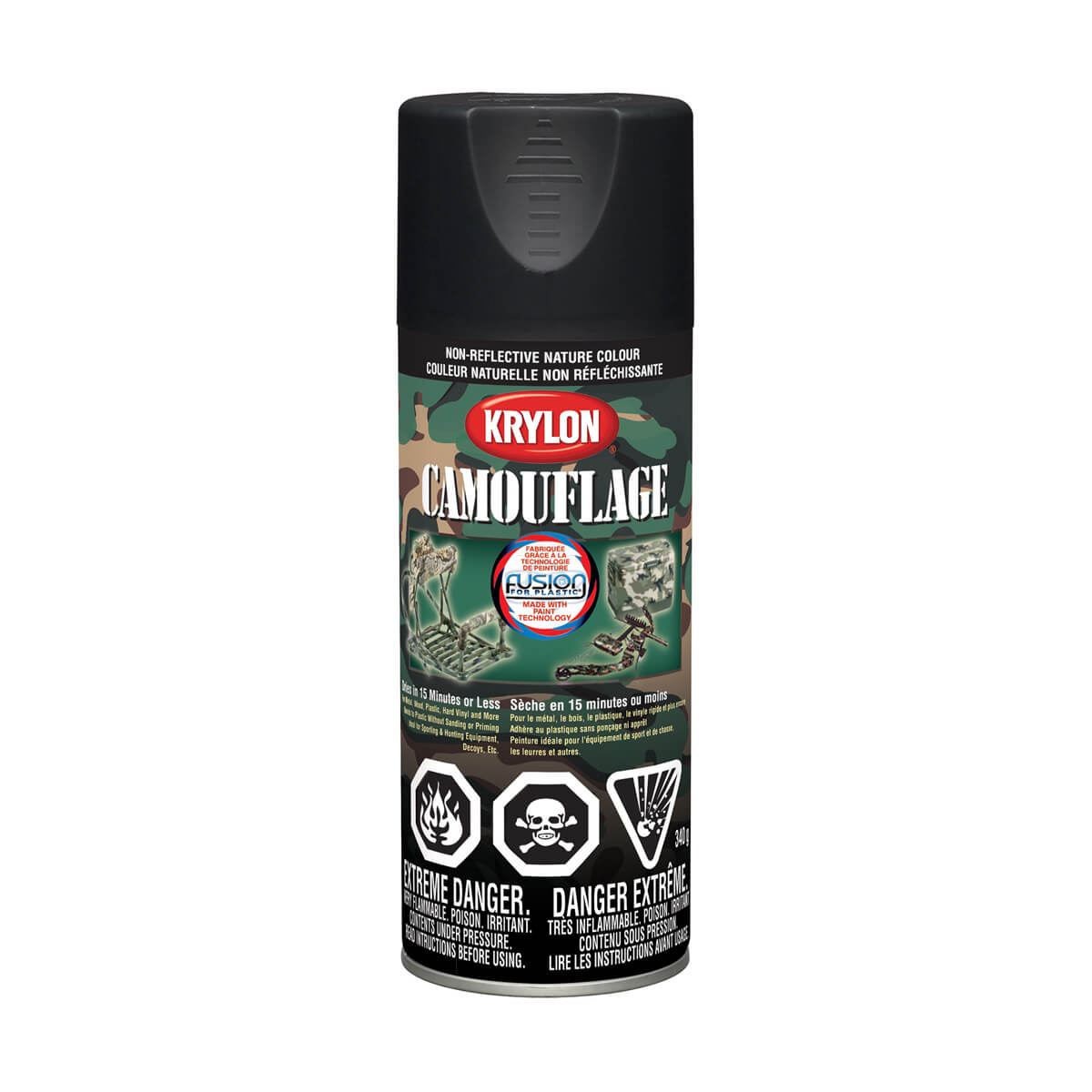 Krylon Camouflage Spray Paint - Non-Reflective - Black - 340 g