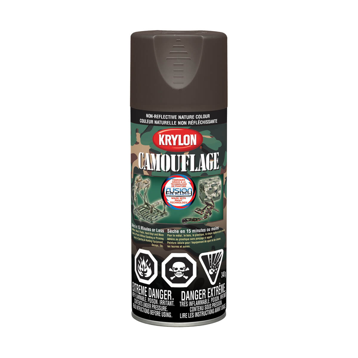 Krylon Camouflage Spray Paint - Non-Reflective - Brown - 340 g