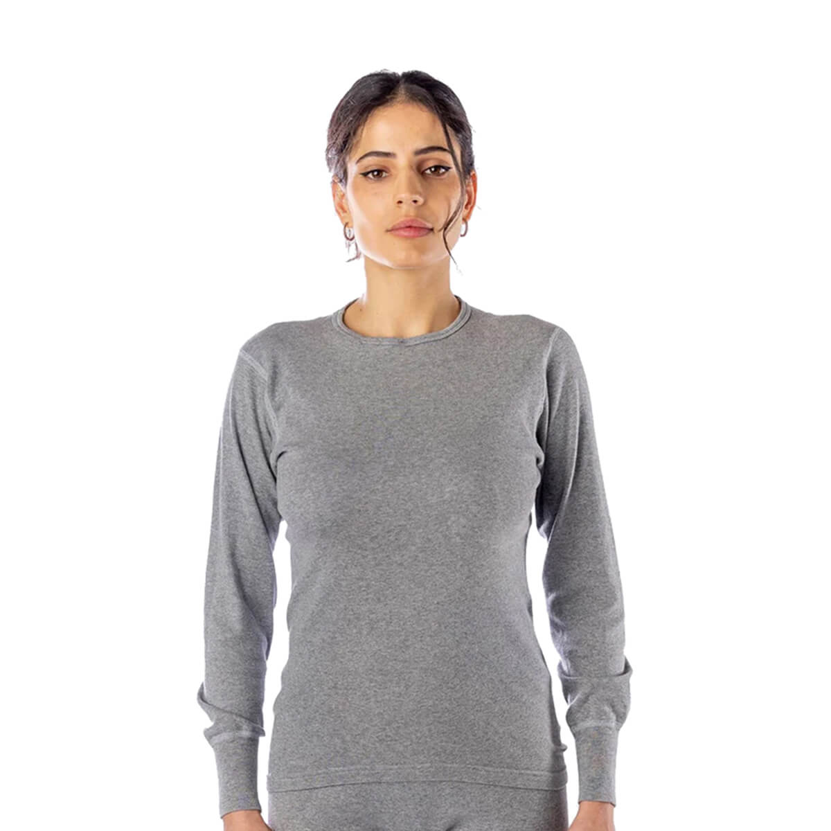 Chill Chasers Cotton Rib Women's Base Layer Top - Grey