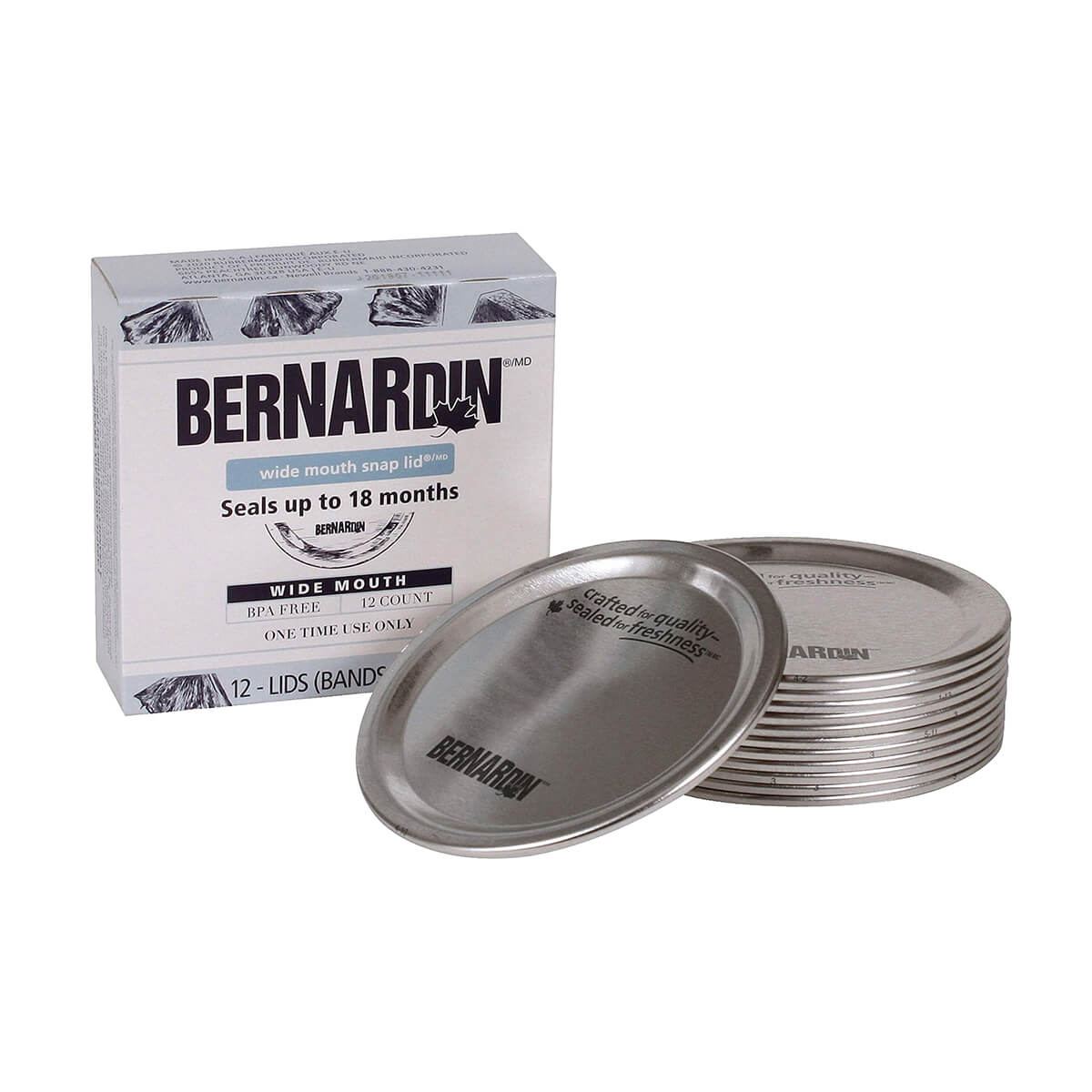 Bernardin Lids for Wide Mouth Mason Jars - 12 pack