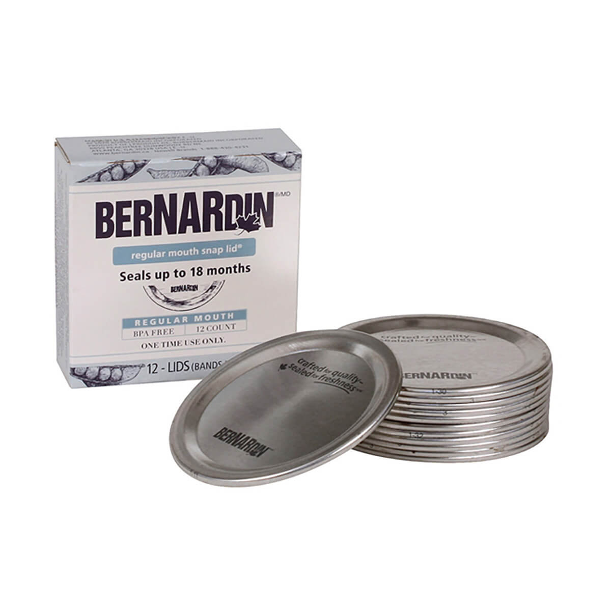 Bernardin Lids for Regular Mouth Mason Jars - 12 pack