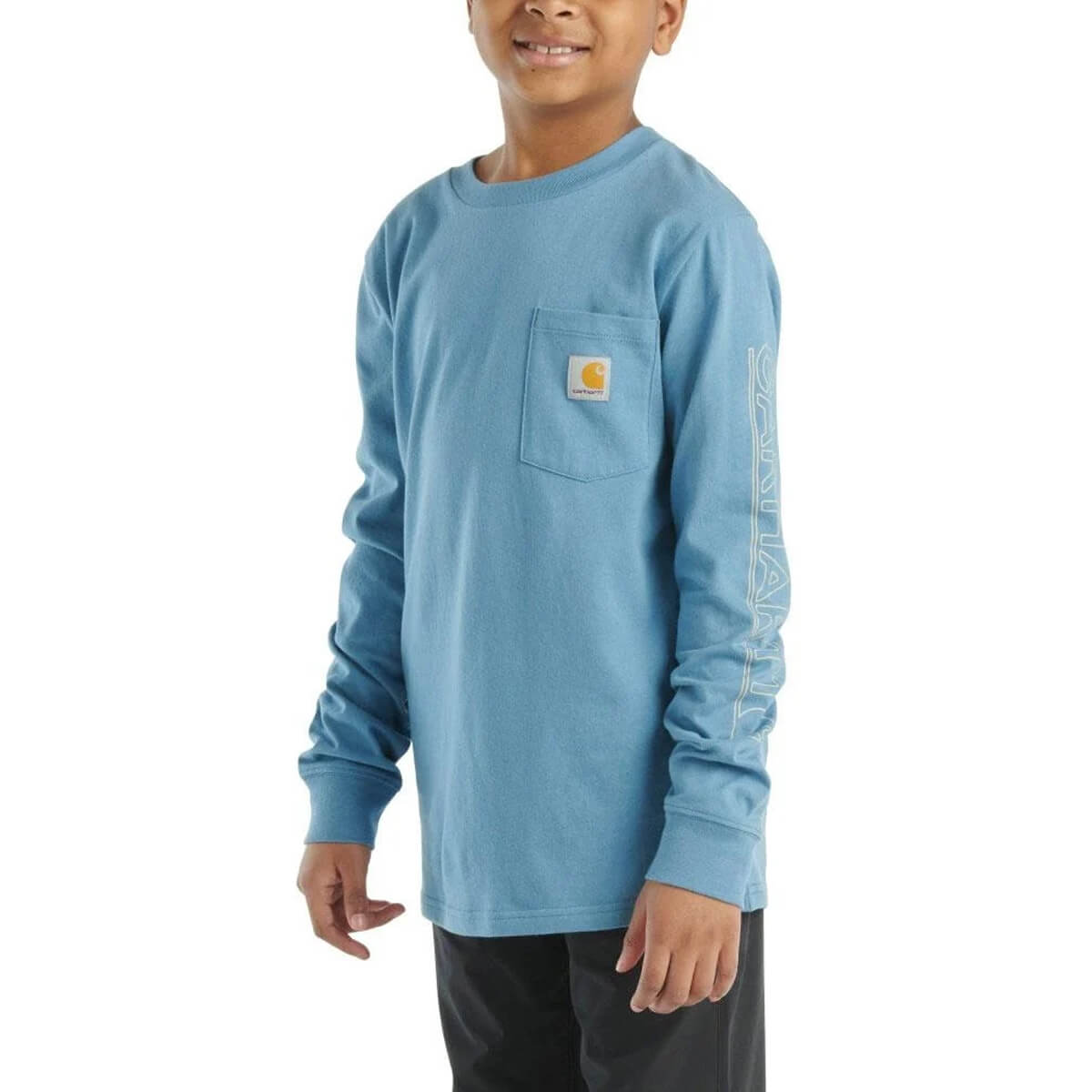 Carhartt Boys' Long-Sleeve Pocket T-Shirt - Coronet Blue