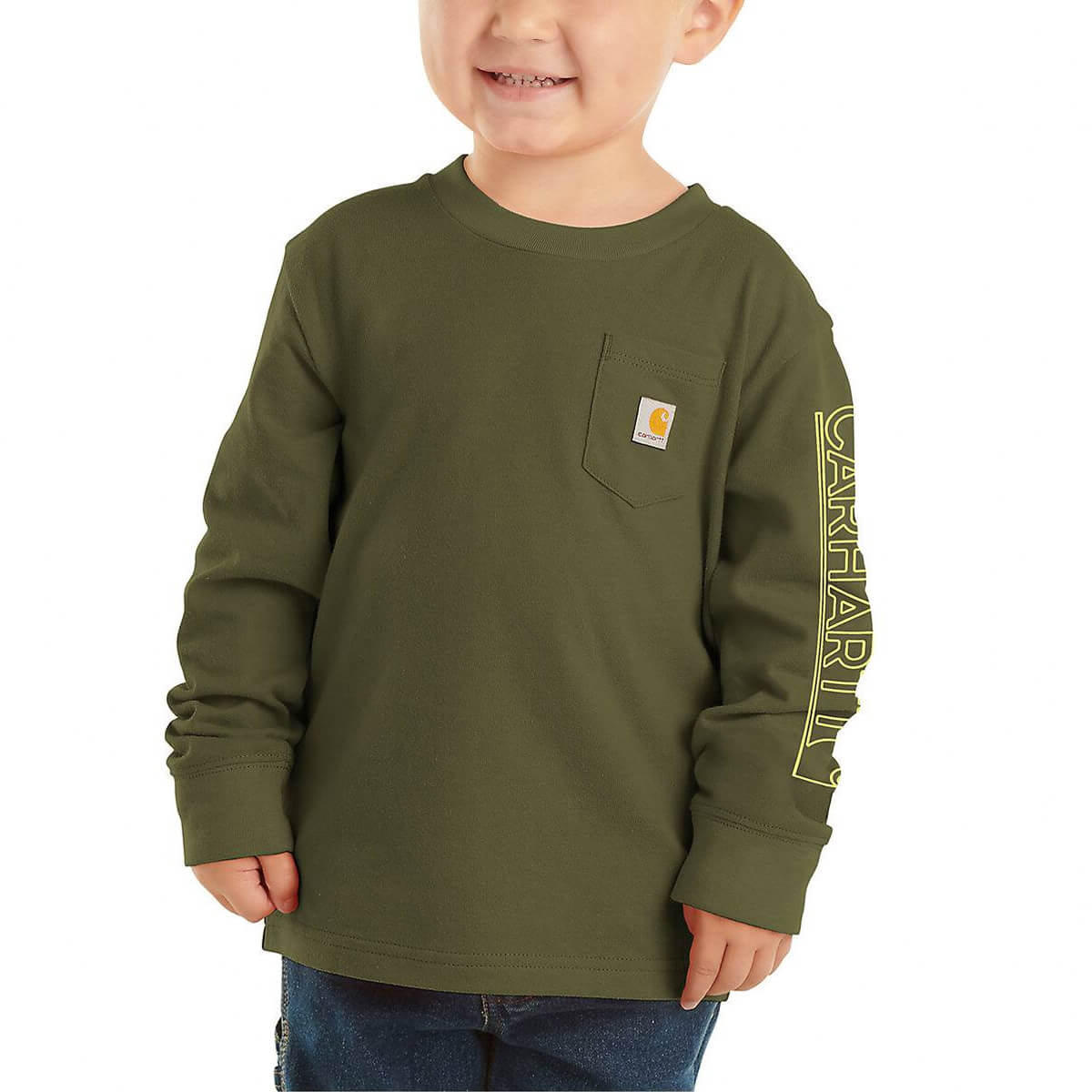 Carhartt Boys' Long-Sleeve Pocket Toddler T-Shirt - Olive