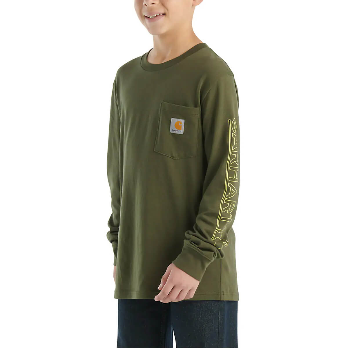 Carhartt Boys' Long-Sleeve Pocket T-Shirt - Olive