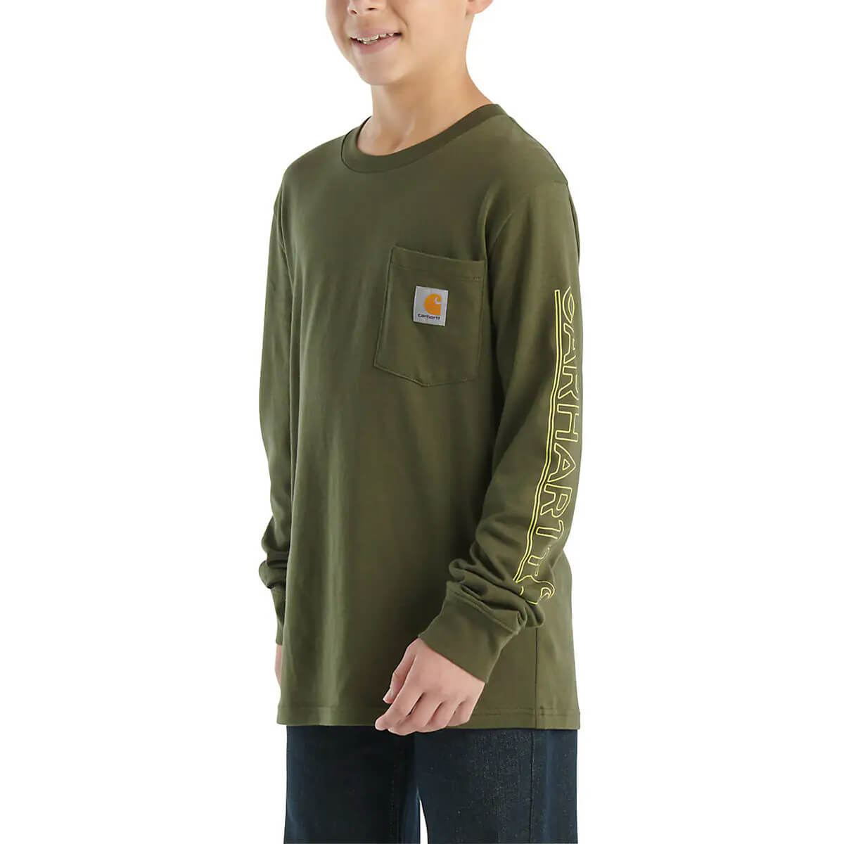 Carhartt Boys' Long-Sleeve Pocket Youth T-Shirt - Olive