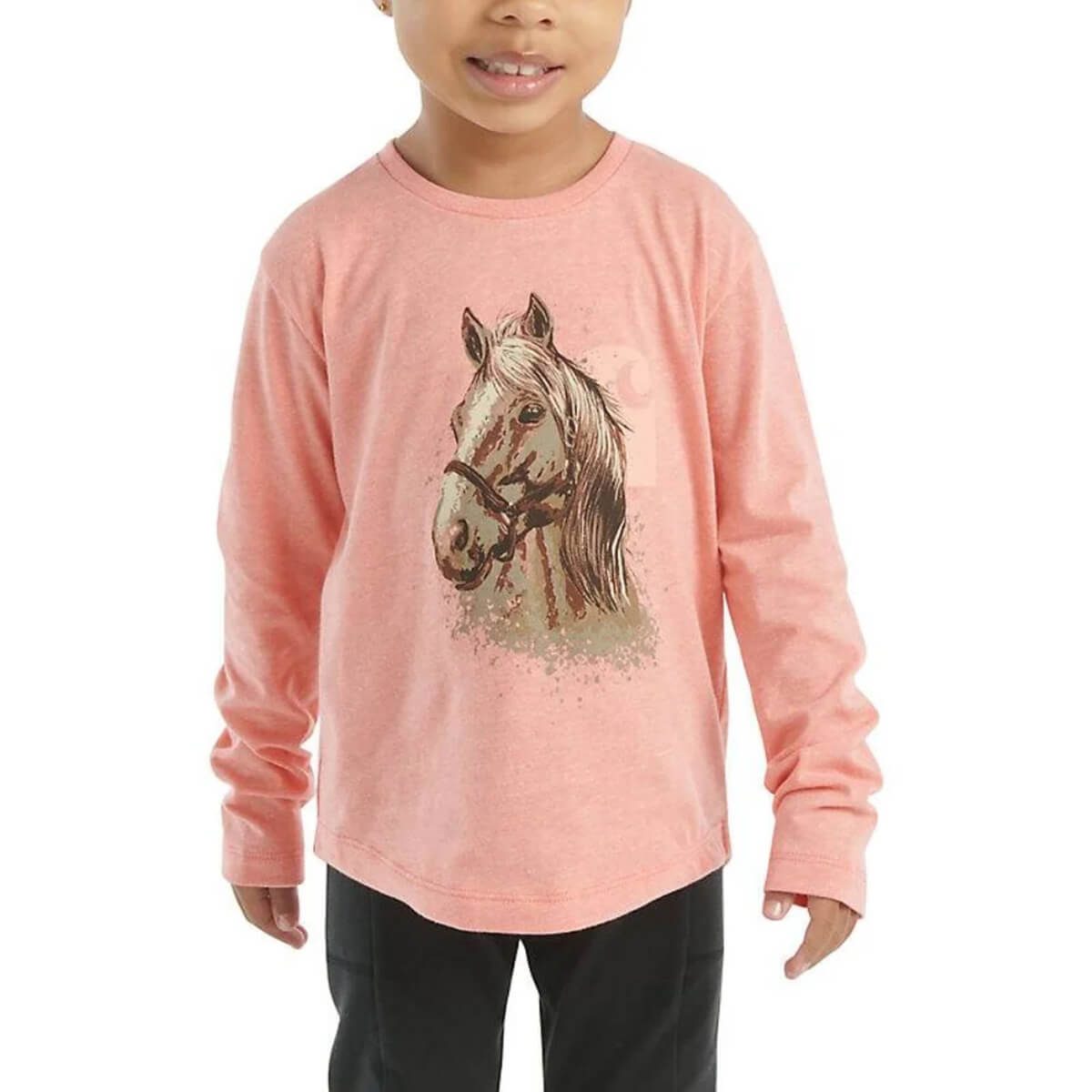 Carhartt Girl's Long Sleeve Toddler Horse T-Shirt - Pink