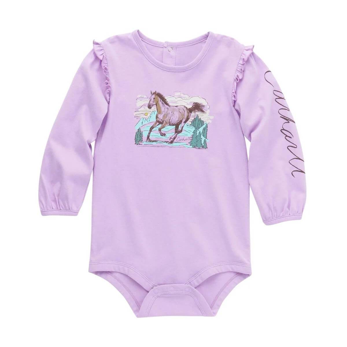 Carhartt Baby Girls' Long-Sleeve Horse Bodysuit - Crocus Petal