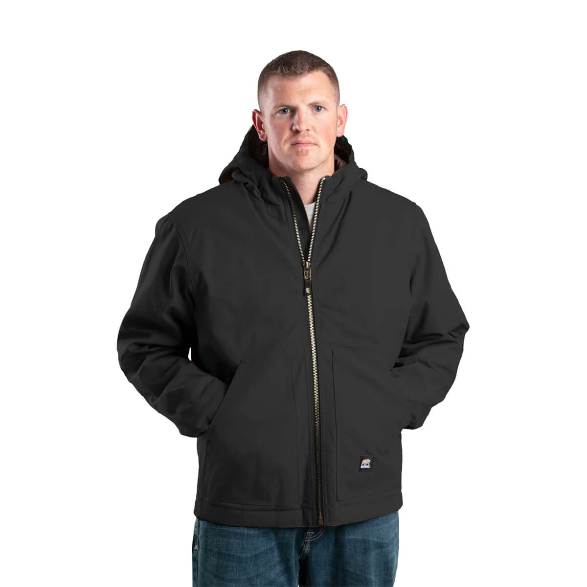 Berne Men's Heritage Duck Hooded Work Jacket - Black