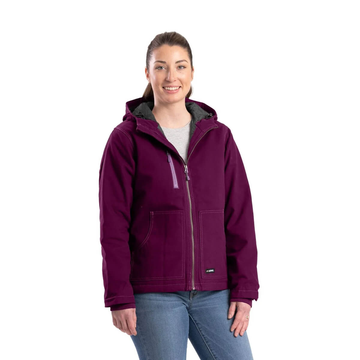 Berne Women's Heathered Duck Hooded Jacket - Purple