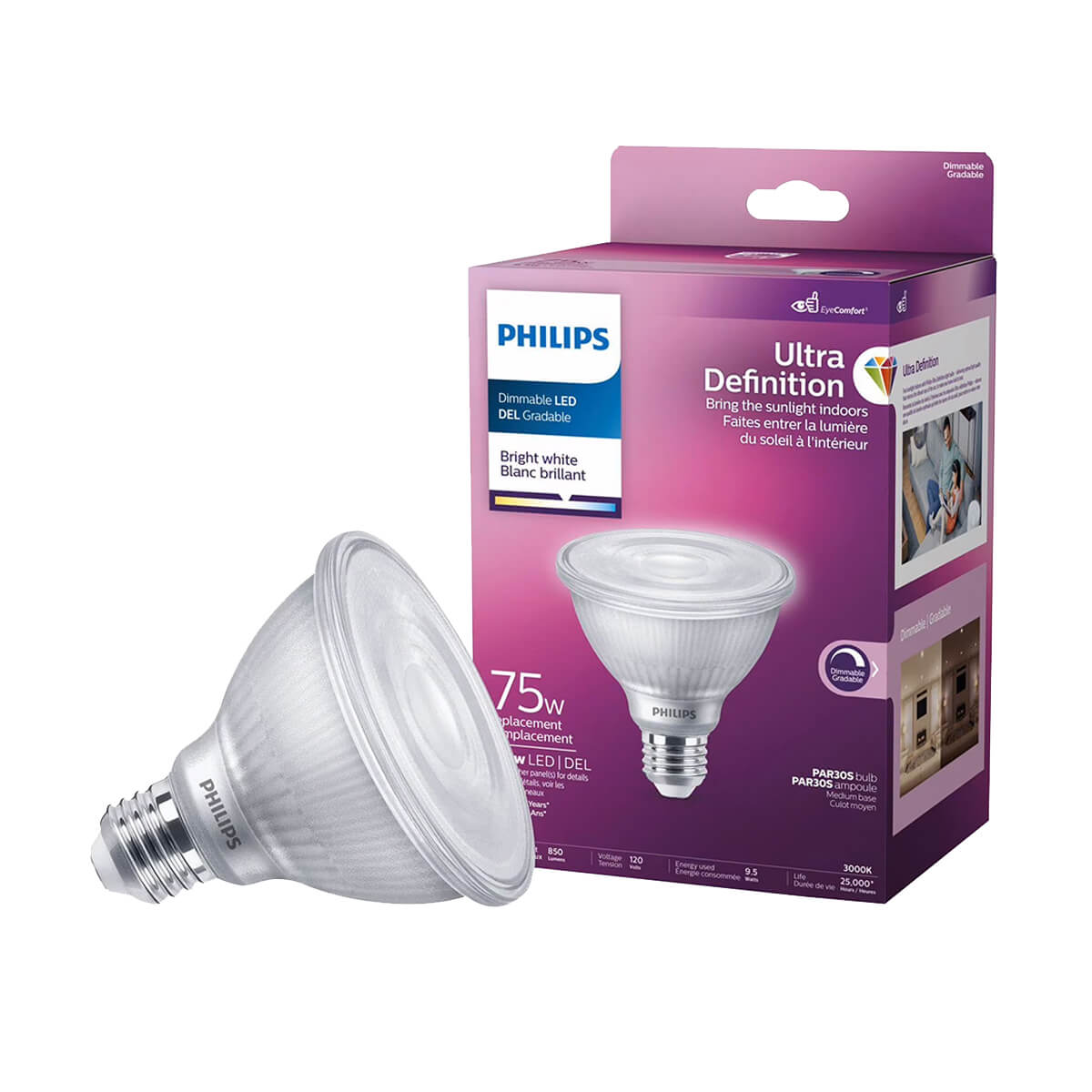 Philips LED PAR30L Light Bulb - 75W - Bright White
